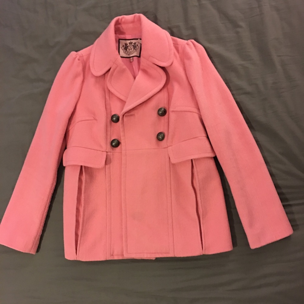 Juicy Couture Pink Wool Pea Coat
